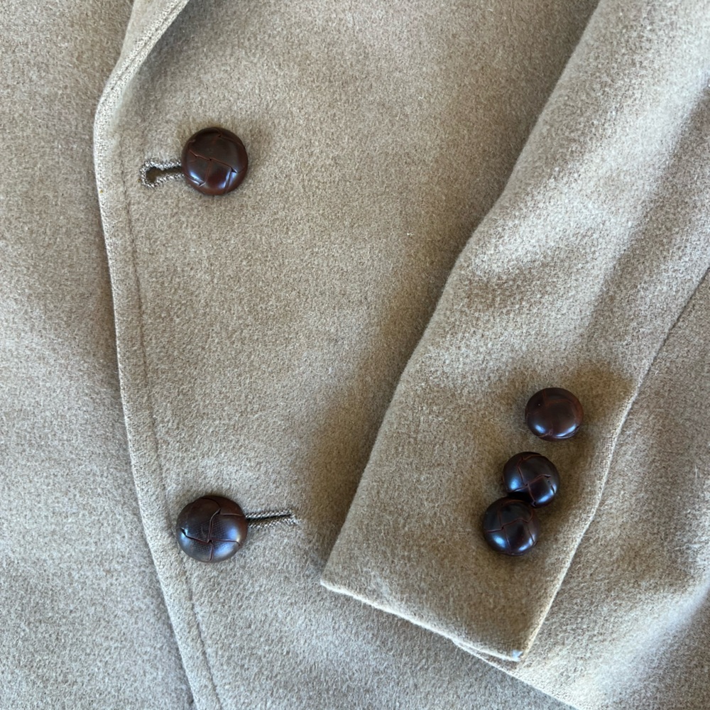 Vintage Mens 100%‎ Camelhair Sports Coat Blazer Leather Buttons Hanny's Arizona - Picture 6 of 9